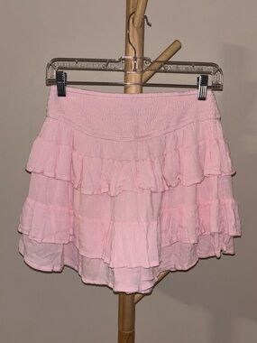 Hollister Light Pink Tiered Ruffle Mini Skirt